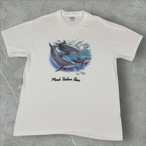 Marsh Harbor Bahamas Vintage 90s Graphic Destination Tee Dolphins Fish Swim - L